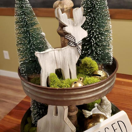 Mini Christmas Tree, Bottle Brush Christmas Tree, 4 PCS Artificial Christmas Tree with Wooden Bases for Xmas Holiday Party Home Tabletop Bottle Brush Trees, Green