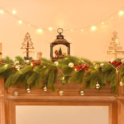 6Ft Christmas Pine Garland, Christmas Greenery Garland Realistic Spruce Garland Artificial Pine Leaves for Holiday Mantel Fireplace Table Centerpiece Decor