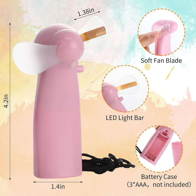24 Pcs Portable Handheld Fan Mini Battery Powerful Fan Hello Summer Led Fan Small Personal Fan Party Favor Summer For Travel