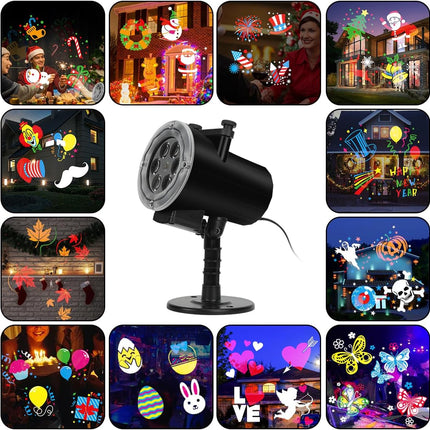 Christmas Holiday Projector Lights Outdoor,FLEVO Halloween Projector Lights,16 HD Slides LED Decorative Lights with Remote Control,IP65 Waterproof for Halloween Xmas Party Garden Landscape Decoration