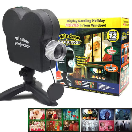 Halloween Window Projector,Halloween Holographic Projector,Christmas Led Holographic Projection Lamp,12 Movies,Used for Halloween Outdoor Garden Decoration Family Outdoor Party