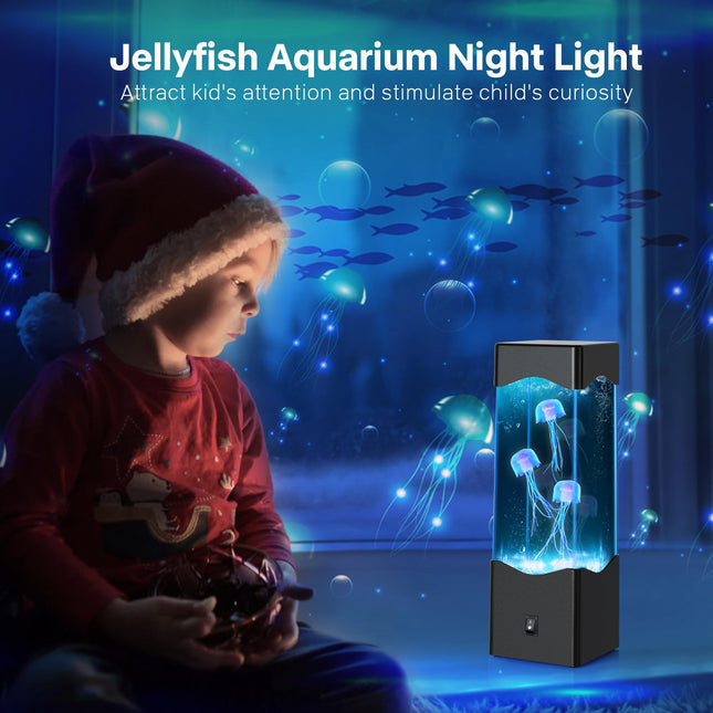 SENCU s for Adults Kids, Multi-Color Jellyfish Lamp, USB Powered Aquarium Night Lights with 3 Jellyfish,Office Room Desktop Decoration, s for Christmas Birthdays Holidays (Black)