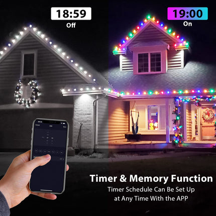 Smart Christmas Lights C9, 17FT 25 LED Outdoor String Lights, Work with Alexa and Google Assistant, Outdoor String Lights for Patio Xmas Tree Roofline Party Indoor