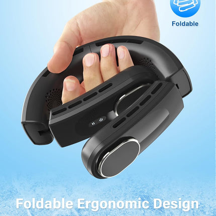 Chillgo Bladeless Neck Fan Personal Portable Fan Neck Air Conditioner Cooling Wearable Fan Rechargeable Max 12Hrs, 4 MotorsAirflo