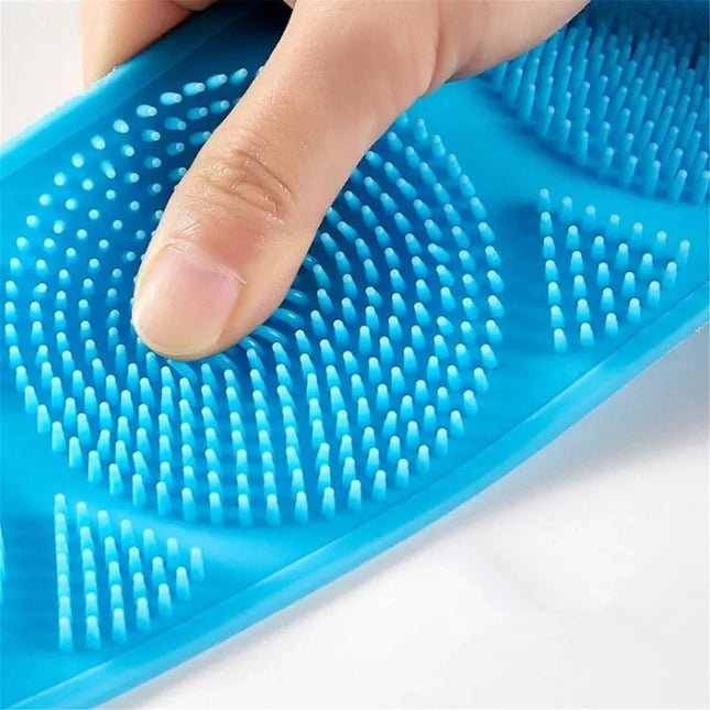 Silicone Body Scrubber Back Massage Exfoliating Sponge Bathroom Bath Brush Scrub Shower Brush Body Wash Scrub Removal(Green)