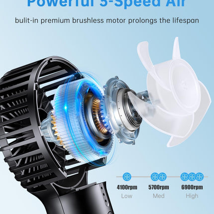 Aluan Handheld Fan Mini Fan Portable Hand Held Fan Rechargeable 4800Mah Battery Operated Fan With Power Bank Powerful 3 Speeds