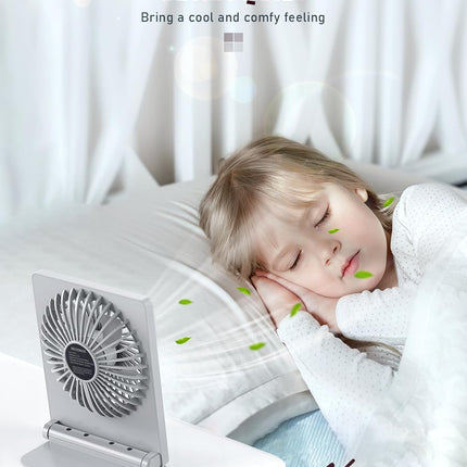 Small Table Fans Rechargeable Portable 180°Tilt Folding Desk Fans Battery Operated Personal Fan Ultra Quiet For Home Bedroom