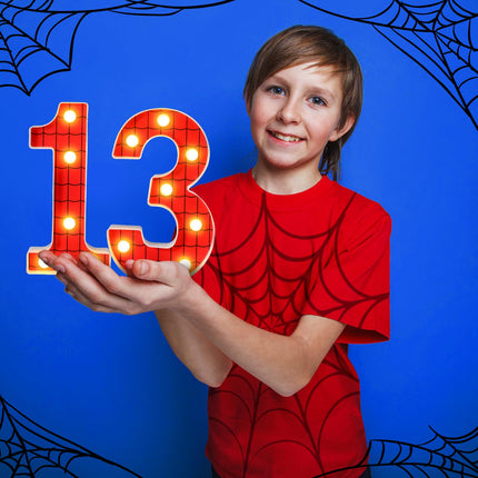 VIHOSE Spider LED Number Lights Spider Birthday Decoration Spider Light up Numbers Kids Boy Man Spider Birthday Party Supplies Marquee Night Light for Christmas Birthday Baby Shower(Number 3)