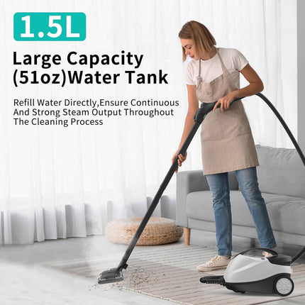 Aspiron Steam Cleaner Powerful Multipurpose Portable Heavy Duty Steamer For Carpets, Floors, Cars, Tiles, And Grout Cleaning With 70S Heat Up, 6M Power Cord Deep Continuous Ondemand Steamer For Home