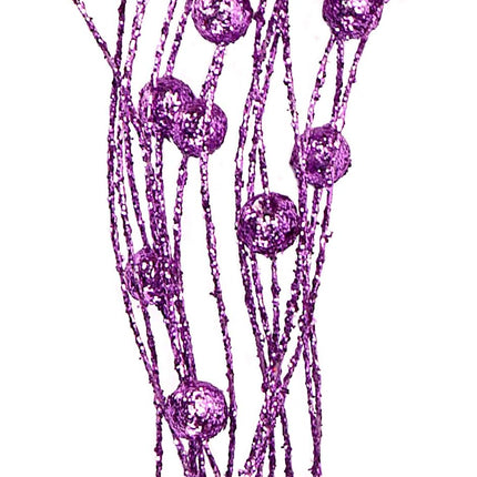 10 Pcs Artificial Glitter Berry Stems for Christmas Tree Picks Curly Sprays Faux Glitter Berry Branches Christmas Tree Twigs Filler Decorations Festival Wreath Supplies Table Centerpiece (Purple, 10)