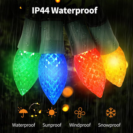 C9 Christmas Pathway Lights Outdoor, 25 Ft 20 Led 2-in-1 Battery Operated String Lights & Christmas Lights, 8 Modes Waterproof Colered Christmas Decorations Outside Yard Curtain Tree Lights Indoor