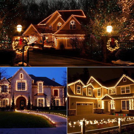 Brizled Faceted C5 LED String Lights, 100 LED 33ft Mini String Lights, 120V UL Certified Christmas Lights Set for Indoor and Outdoor Decoration, Patio, Party, Roof and Holiday, Warm White
