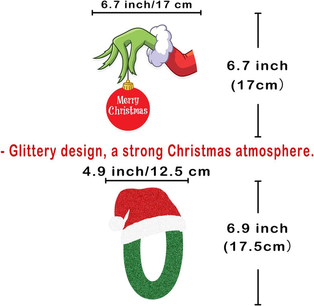 Christmas Decorations – Glittery Welcome Hohoho's Banner, Hanging Swirls with Christmas Ornaments for Christmas Decorations Indoor Outdoor, Christmas Decor, Christmas Party Decorations