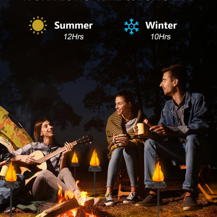 Solar Christmas Lights Outdoor with 3 Solar Panels, d Solar Torch Lights with Flickering Flame（More Real） IP65 Waterproof Christmas Decorations (8 Pack)