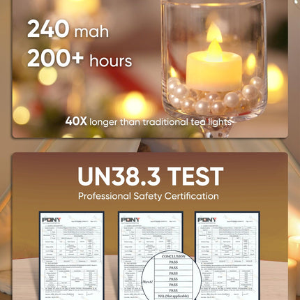 Homemory 50-Pack Flameless LED Tea Lights Candles Battery Operated, 200+Hour Fake Electric Candles TeaLights for Votive, Halloween, Ofrenda, Diya, Wedding Centerpiece Table Decor, Funeral, Christmas