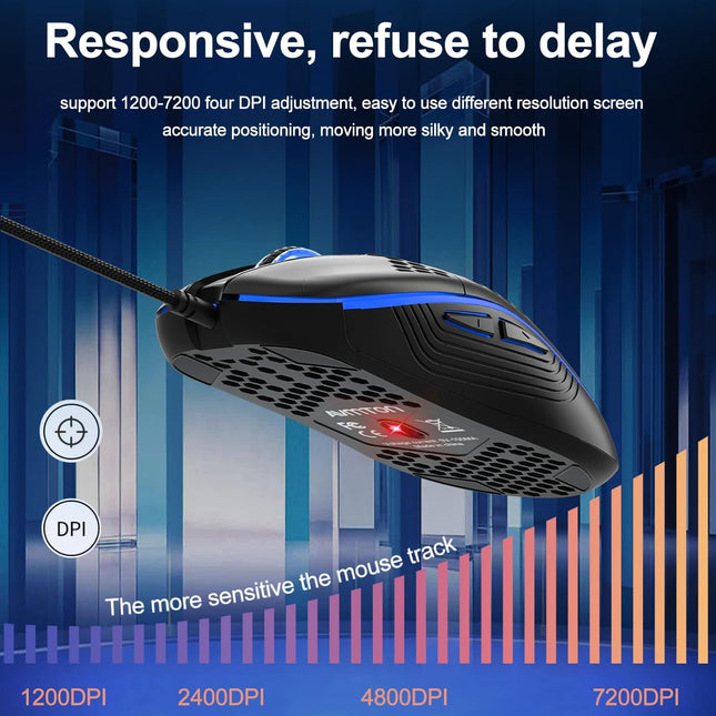Wired Gaming Mouse with,RGB Backlight high Precision 8800 DPI USB Plug Play Lightweight Gaming Mouse, 6 programmable Buttons,Ergonomic Wired Mouse for Laptop,Computer,PC,Mac(Black)