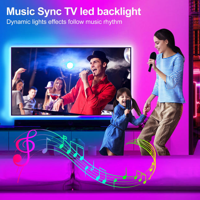 ZOZOO LED Lights for TV, 13.12ft RGB TV Led Backlight for 32-60 Inch, USB Powered TV LED Lights with Remote and App Control, Music Sync Color Change for Gaming Room Decor