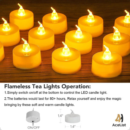 AceList 30 PCS Luminary Bags with 30 PCS Flameless Candles Flickering Tea Lights Candles Battery Operated LED Tea Lights for Wedding Party Valentine's Day, Christmas Decoration - Meteor