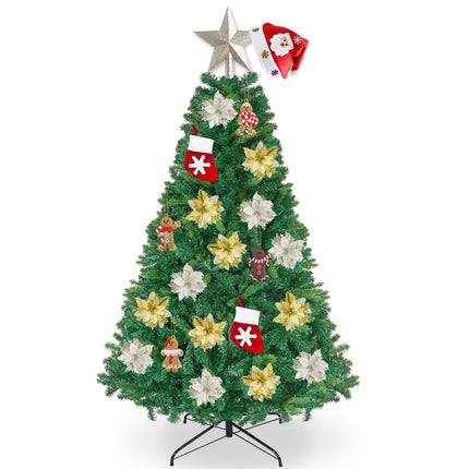 7.5ft Christmas Tree Unlit Arbol de Navidad 7.5 feet Artificial Xmas Tree with 1400 Tips Fluffy Spruce Tree with Decorations & Sturdy Stand Instead of Chucking Each Year, Green