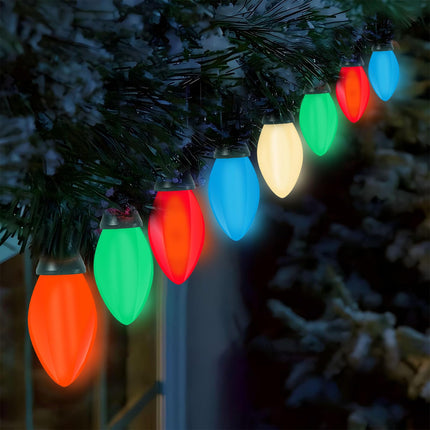 25 Pack C7 Led Multicolor Christmas Replacement Light Bulbs for Outdoor String Lights, E12 Candelabra Base Bulbs, 0.6W Energy-Efficient LED Bulbs, C7 Shatterproof Led Night Lights Candles Bulb