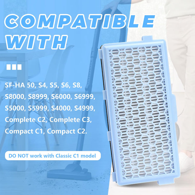 Hepa Airclean 50 Filter For Miele Vacuum Cleaner Complete C2 C3, Compact C1 C2 2 Pack