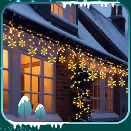 28.7ft 432 LED Christmas Snowflake Lights Outdoor Snowflake Light with 36 Drops,8 Mode and Timer Waterproof Connectable Snowflake String Light for Window Eave Yard(Snowflake,Warm Color)