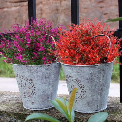 8 Bundles Outdoor Artificial Lavender Fake Flowers, Lifelike UV Resistant No Fade Faux Plastic Plants to Brighten up Your Garden Patio Porch Window Box Décor (Red)