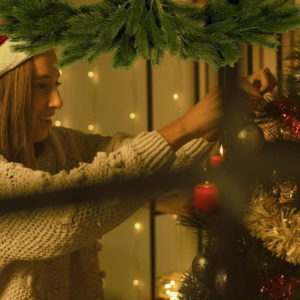 Christmas Rattan Garland, Norfolk Pine Garland Artificail Christmas Garland Branches Holiday Decorations Pine Garland for Doors Christmas Trees Indoor and Outdoor (Green)