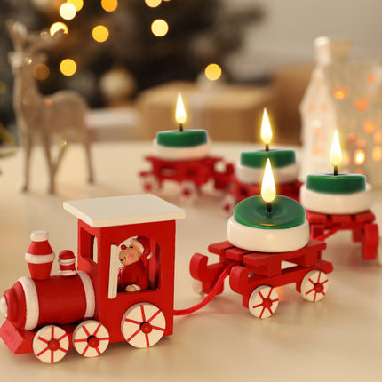 Eywamage Green Christmas Flameless LED Tealights with Remote Batteries, Flickering Battery Operated Tea Votive Candles Set of 10