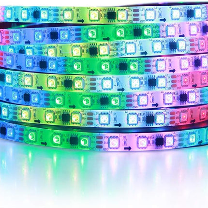 ALITOVE WS2811 Addressable RGB LED Strip 12V Programmable LED Pixel Strip Lights 16.4ft 300 LEDs Dream Color Digital LED Flexible Rope Light Waterproof IP65 with 3M VHB Heavy Duty Self-Adhesive Back