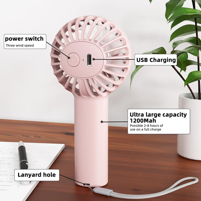 Handheld Fan Dual Motors Powerful Fan 3 Speeds Personal Small Desk Fan Lightweight Makeup Usb Rechargeable Fan For Indoor Outdoor