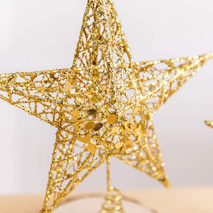 10” Christmas Tree Topper Star Tree-top Star Christmas Tree Decoration Indoor Party Home Decoration (Gold)