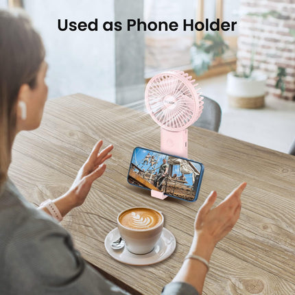 Handheld Fan, Portable Fan With Usb Rechargeable Battery, 3 Adjustable Speed Personal Fan Desk Table Fan With Base, Lightweight
