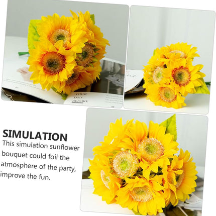 1PC Sunflower Bouquet for Wedding Decor Artificial Bridal Bridesmaid Handheld Floral Arrangement Elegant Yellow Flower Bouquet for Parties Giving