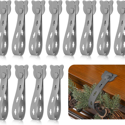 Suzile 12 Pcs Christmas Garland Hanger Gray Gray Garland Ties for Mantle Stretchable Reusable Garland Hooks for Xmas Garland Wreath Front Porch Fireplace Christmas Decoration