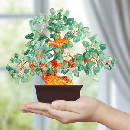 Natural Green Aventurine Money Tree for Office Desk Home Room Decor Positive Meditation Spiritual Energy Crystals Bonsai Trees Feng Shui Wealth and Luck Birthday s for Women
