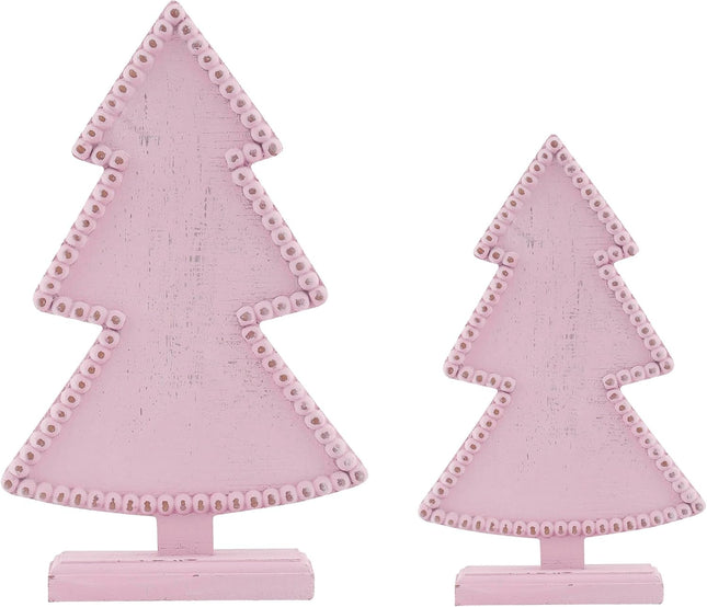 Pink Table Top Christmas Tree, Wooden Christmas Tree for Mantel Tabletop Centerpiece Home, Farmhouse Christmas Decor, Small Christmas Trees for Table Xmas Holiday Decorations