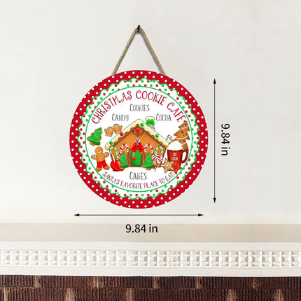 Christmas Cookie Cafe Christmas House Sign for Front Door Hanging Christmas House Sign for Porch Welcome Wood Hanging Sign Home Sign Decorations Outdoor Hangers (Christmas House)