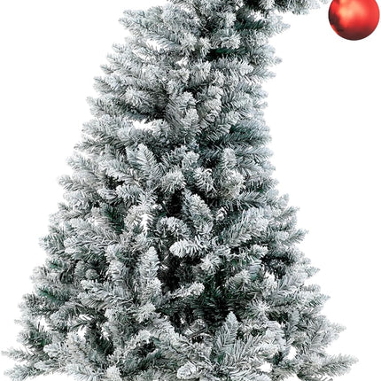 Whimsical Christmas Tree 5 FT Artificial Bendable Christmas Trees White Snow Flocked Holiday Xmas Tree Curved Shape Plastic Trees with Metal Foldable Stand Christmas Decoration Indoor Room