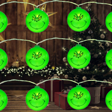 Festival Lights 10 Ft 20 LED, Green String Lights, Christmas Decorations Indoor Outdoor Christmas Tree for Griinchs, Christmas Decor for Topper Garden Lawn Fence Yard Holiday Party