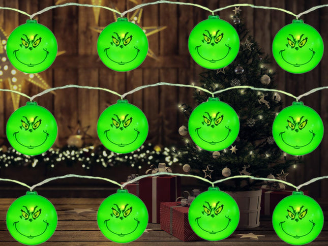 Festival Lights 10 Ft 20 LED, Green String Lights, Christmas Decorations Indoor Outdoor Christmas Tree for Griinchs, Christmas Decor for Topper Garden Lawn Fence Yard Holiday Party
