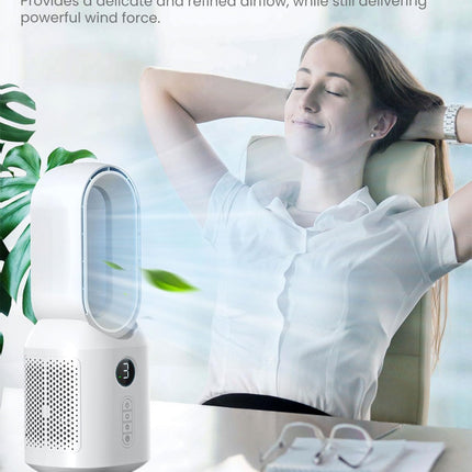 Let'Me Desk Fan, 106° Oscillating Fan For Indoors,Bladeless Fan With 3 Speeds, Small Office Fan With Led Light, 13 Inch Personal