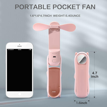 Personal Fan Handheld Mini Fan, 3 In 1 Hand Fan Foldable, Portable Fan Usb Rechargeable Small Pocket Fan Make Up Fan, 2500Mah