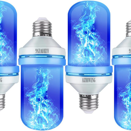 LED Flame Light Bulbs, 4 Modes Fire Light Bulbs, E26 Base Flame Bulb, Christmas Decorations Outdoor Indoor Home, Christmas Lights Bulbs (Blue, 4 Pack)