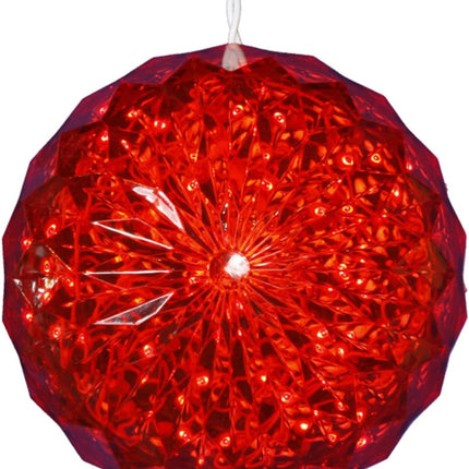 Vickerman 6" Crystal Ball Christmas Ornament with 30 Red LED Lights - 24" White Wire - Lead Plug - Festive Holiday Lights - Christmas Decor - Red Ornament Lights