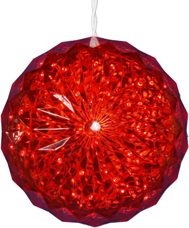 Vickerman 6" Crystal Ball Christmas Ornament with 30 Red LED Lights - 24" White Wire - Lead Plug - Festive Holiday Lights - Christmas Decor - Red Ornament Lights
