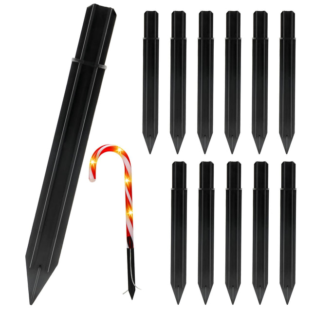 12PCS Replacement Stakes for Christmas Candy Cane Lights – Plastic Pathway Marker Spikes, 0.7 x 6.05 Inches, Suit for Securing Outdoor Candy Cane Pathway Lights and Maintaining Your Holiday Displays