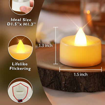 Homemory 50-Pack Flameless LED Tea Lights Candles Battery Operated, 200+Hour Fake Electric Candles TeaLights for Votive, Halloween, Ofrenda, Diya, Wedding Centerpiece Table Decor, Funeral, Christmas