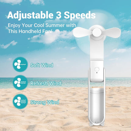 Mini Handheld Fan,3000Mah Small Battery Operated Fan,Portable Quiet Fan,Usb Rechargeable Pocket Fan,3 In 1 Hand Fan With Power