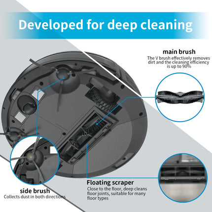 Airrobo Robot Vacuum Cleaner With 2800Pa Suction Power, App Control, 120 Mins Runtime, Selfcharging Robotic Vacuum Cleaner For Low Carpet, Pet Hair, Hard Floors, P20